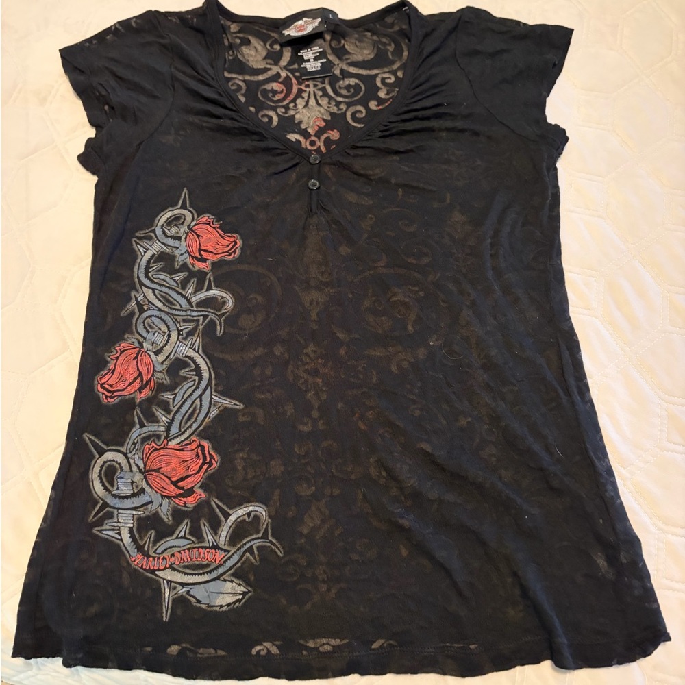 Harley-Davidson Black Tee with Red Graphic